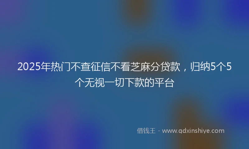 2025年热门不查征信不看芝麻分贷款，归纳5个5个无视一切下款的平台