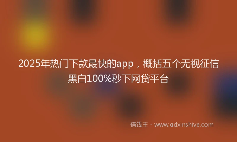 2025年热门下款最快的app，概括五个无视征信黑白100%秒下网贷平台