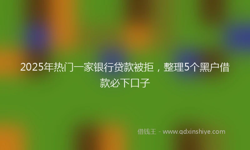 2025年热门一家银行贷款被拒，整理5个黑户借款必下口子