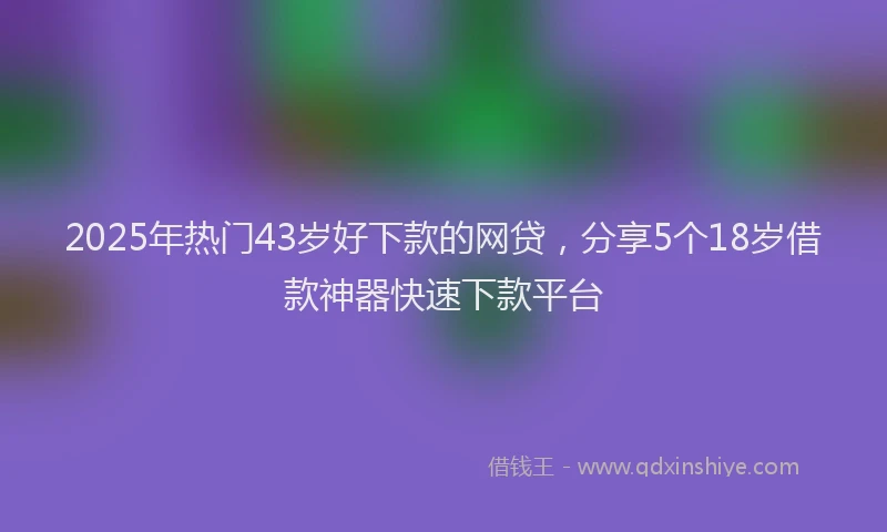 2025年热门43岁好下款的网贷，分享5个18岁借款神器快速下款平台