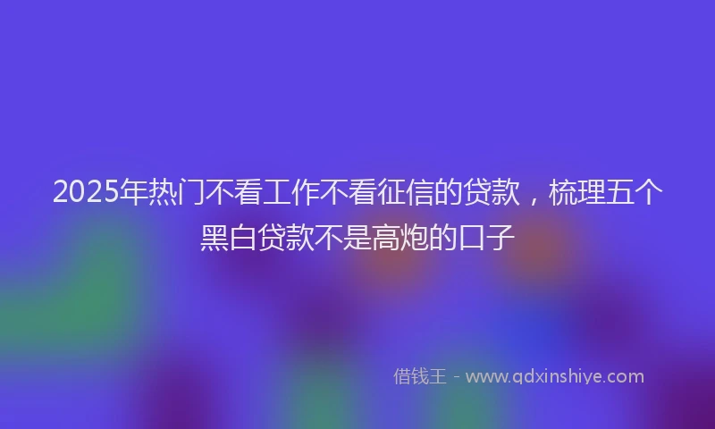 2025年热门不看工作不看征信的贷款，梳理五个黑白贷款不是高炮的口子