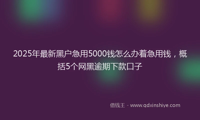 2025年最新黑户急用5000钱怎么办着急用钱，概括5个网黑逾期下款口子