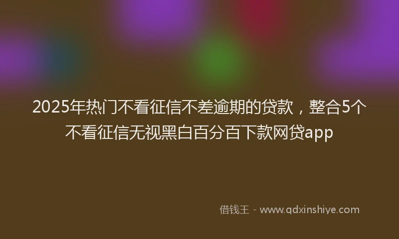 2025年热门不看征信不差逾期的贷款，整合5个不看征信无视黑白百分百下款网贷app