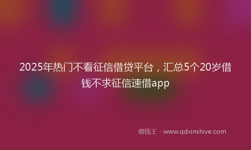 2025年热门不看征信借贷平台，汇总5个20岁借钱不求征信速借app
