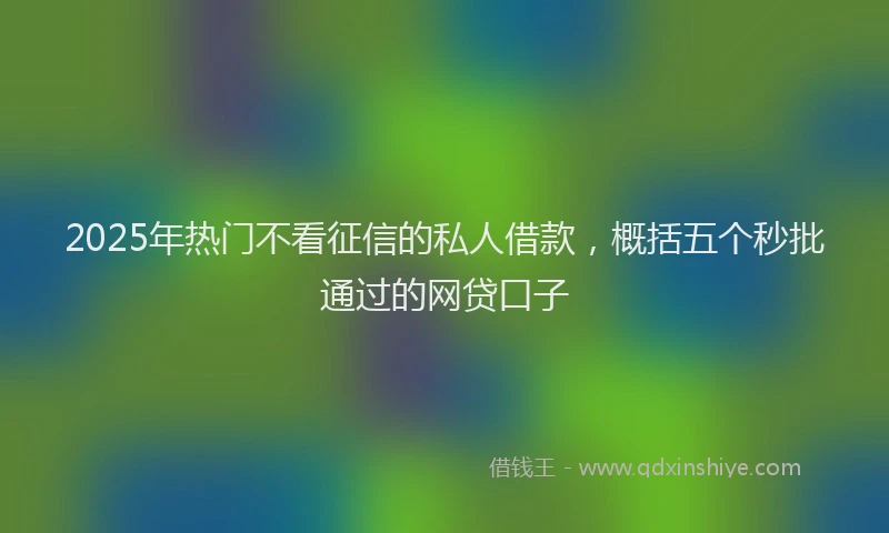 2025年热门不看征信的私人借款，概括五个秒批通过的网贷口子