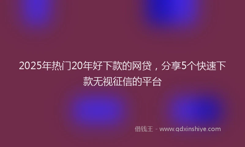 2025年热门20年好下款的网贷，分享5个快速下款无视征信的平台
