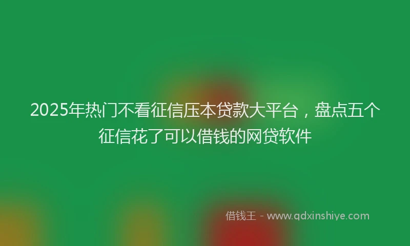 2025年热门不看征信压本贷款大平台，盘点五个征信花了可以借钱的网贷软件