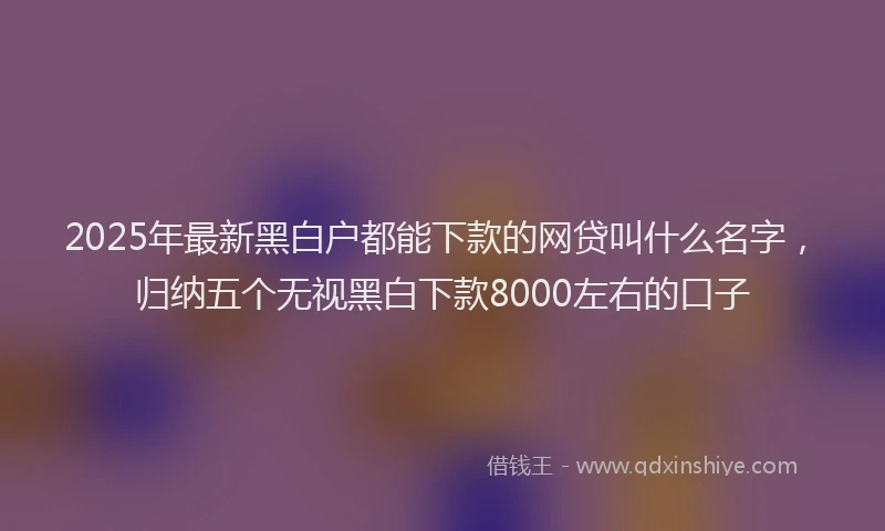 2025年最新黑白户都能下款的网贷叫什么名字，归纳五个无视黑白下款8000左右的口子