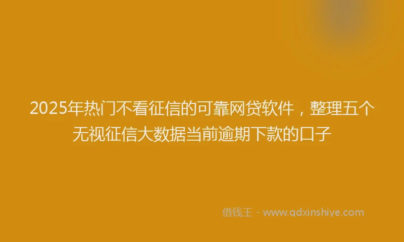 2025年热门不看征信的可靠网贷软件，整理五个无视征信大数据当前逾期下款的口子