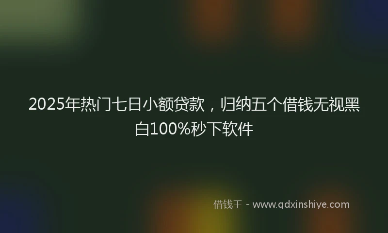 2025年热门七日小额贷款，归纳五个借钱无视黑白100%秒下软件