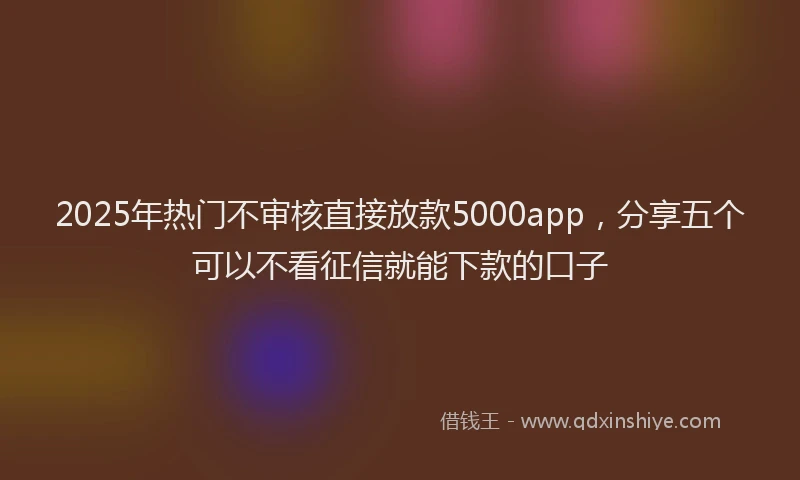 2025年热门不审核直接放款5000app,分享五个可以不看征信就能下款的口子