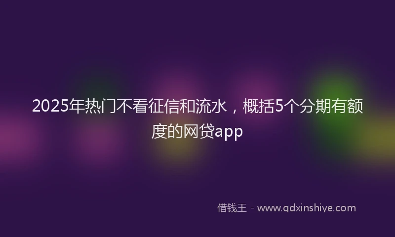 2025年热门不看征信和流水，概括5个分期有额度的网贷app