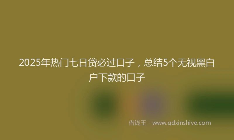 2025年热门七日贷必过口子，总结5个无视黑白户下款的口子