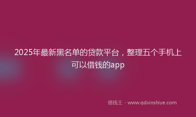 2025年最新黑名单的贷款平台，整理五个手机上可以借钱的app