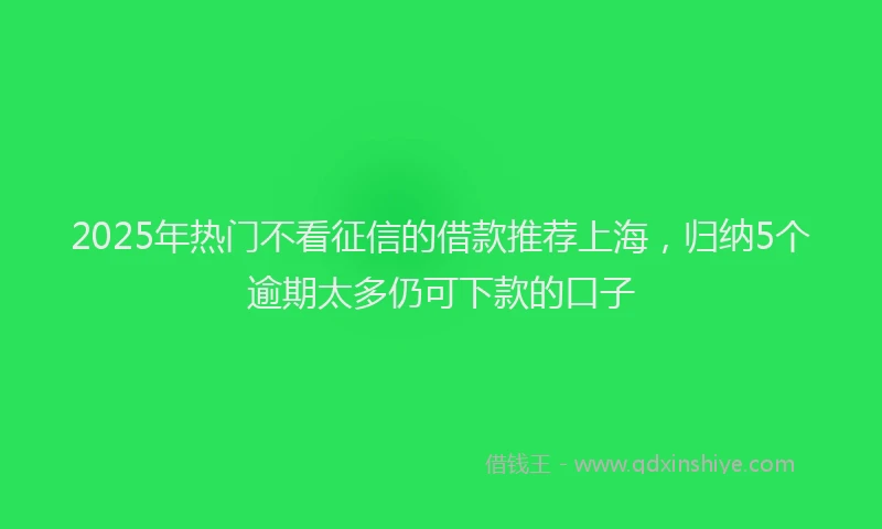 2025年热门不看征信的借款推荐上海，归纳5个逾期太多仍可下款的口子