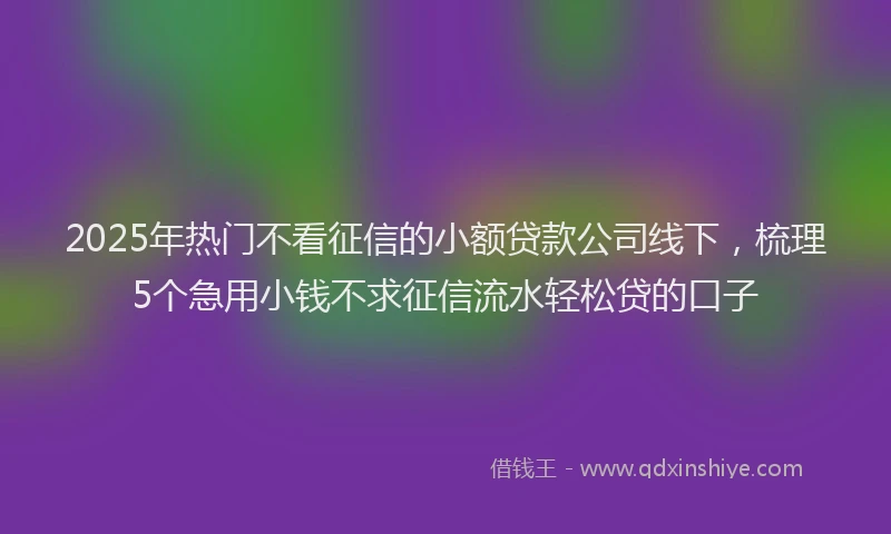 2025年热门不看征信的小额贷款公司线下，梳理5个急用小钱不求征信流水轻松贷的口子