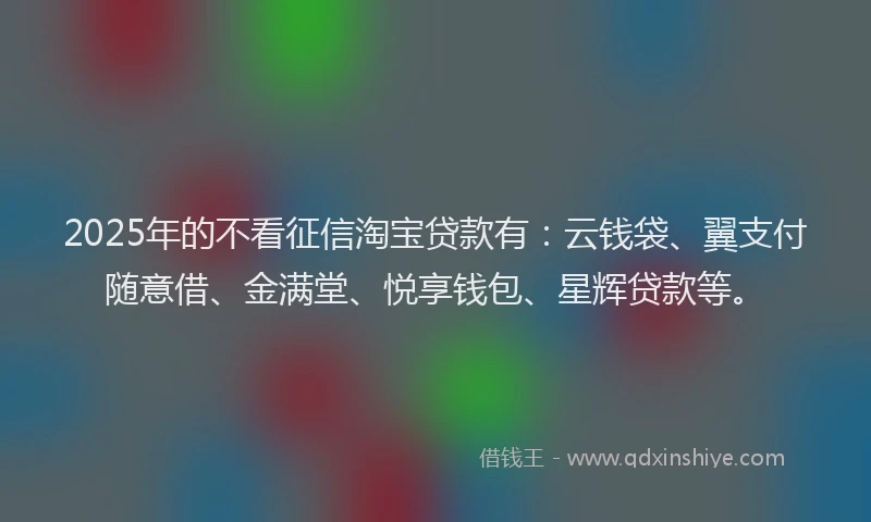 2025年的不看征信淘宝贷款有：云钱袋、翼支付随意借、金满堂、悦享钱包、星辉贷款等。