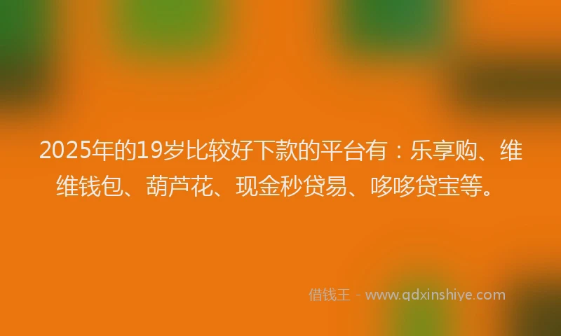 2025年的19岁比较好下款的平台有：乐享购、维维钱包、葫芦花、现金秒贷易、哆哆贷宝等。