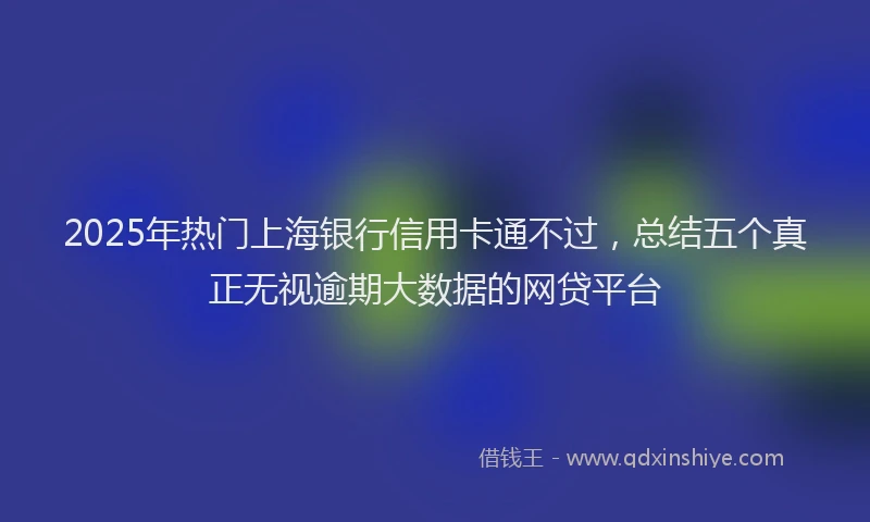 2025年热门上海银行信用卡通不过，总结五个真正无视逾期大数据的网贷平台