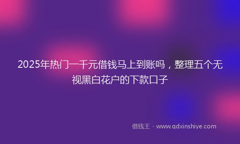 2025年热门一千元借钱马上到账吗，整理五个无视黑白花户的下款口子