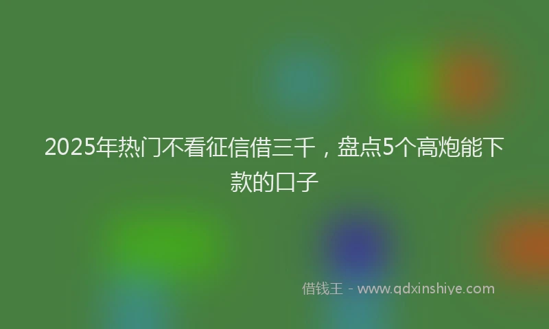 2025年热门不看征信借三千，盘点5个高炮能下款的口子