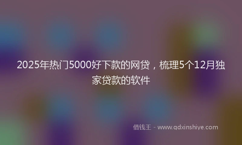 2025年热门5000好下款的网贷，梳理5个12月独家贷款的软件