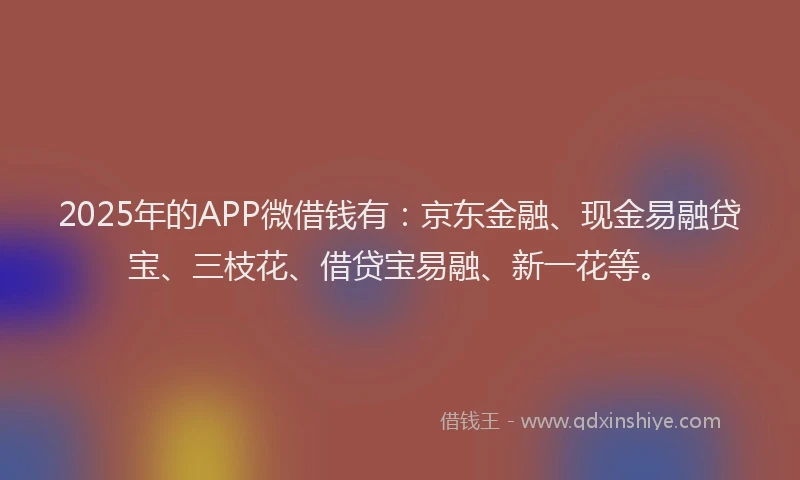 2025年的APP微借钱有：京东金融、现金易融贷宝、三枝花、借贷宝易融、新一花等。