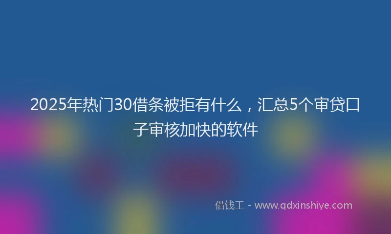 2025年热门30借条被拒有什么，汇总5个审贷口子审核加快的软件