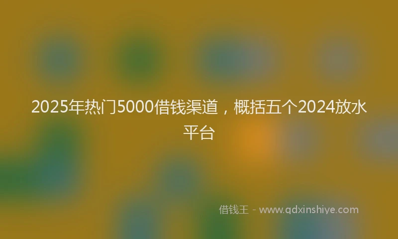 2025年热门5000借钱渠道，概括五个2024放水平台