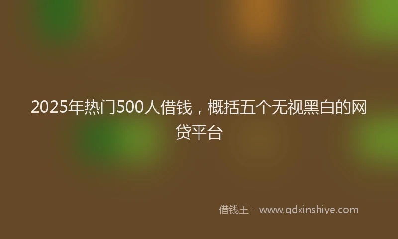 2025年热门500人借钱，概括五个无视黑白的网贷平台