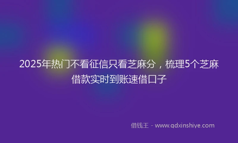 2025年热门不看征信只看芝麻分，梳理5个芝麻借款实时到账速借口子