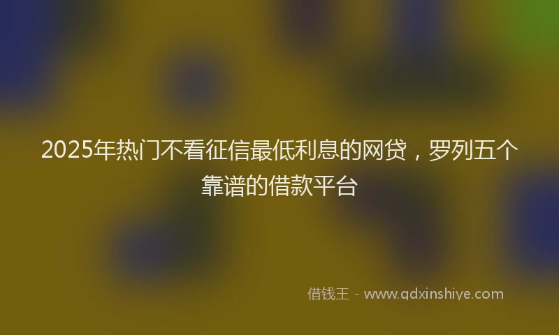 2025年热门不看征信最低利息的网贷，罗列五个靠谱的借款平台