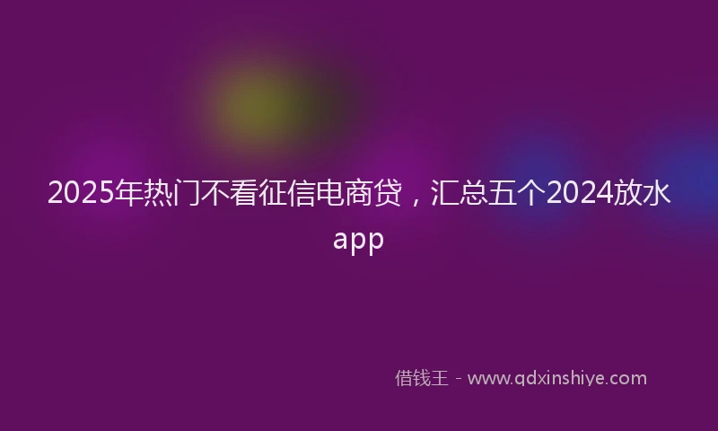 2025年热门不看征信电商贷，汇总五个2024放水app