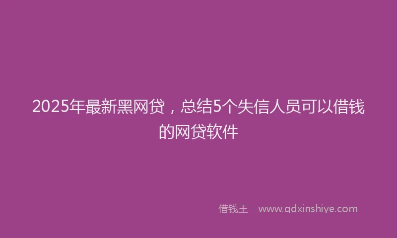2025年最新黑网贷，总结5个失信人员可以借钱的网贷软件