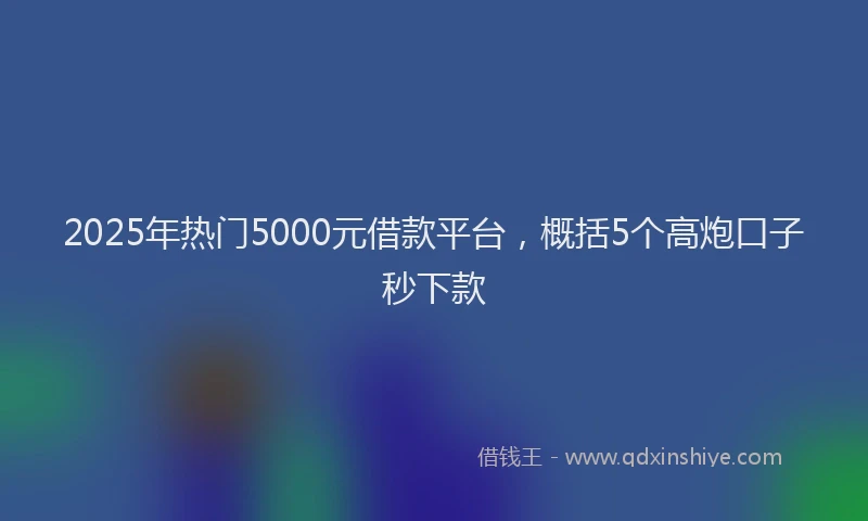 2025年热门5000元借款平台，概括5个高炮口子秒下款