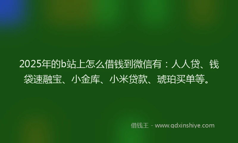 2025年的b站上怎么借钱到微信有：人人贷、钱袋速融宝、小金库、小米贷款、琥珀买单等。