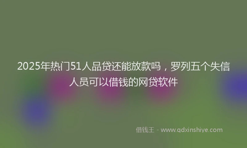 2025年热门51人品贷还能放款吗，罗列五个失信人员可以借钱的网贷软件