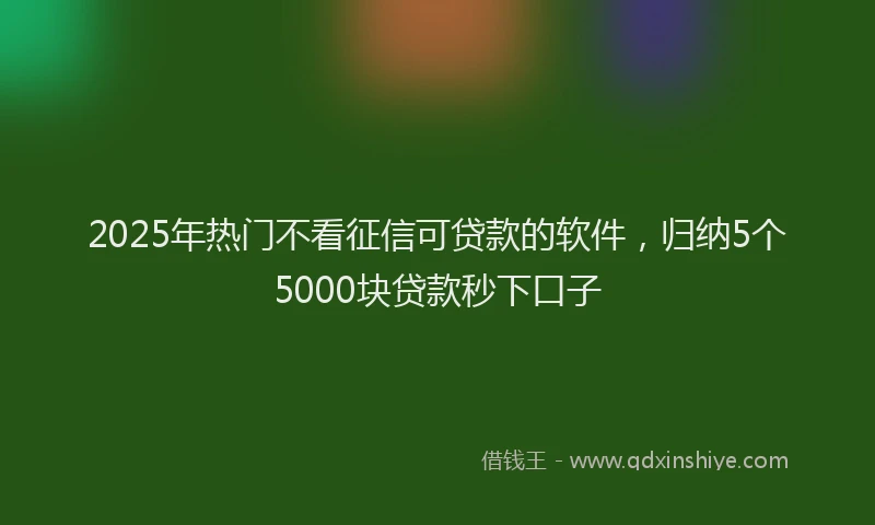 2025年热门不看征信可贷款的软件，归纳5个5000块贷款秒下口子