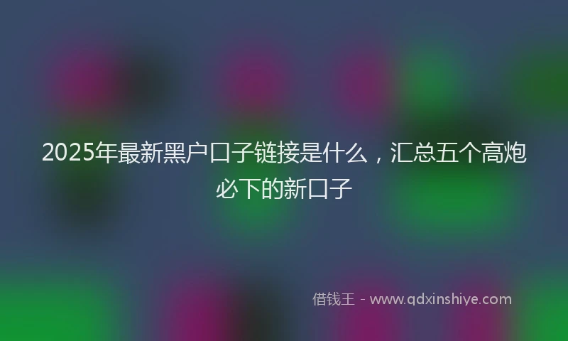 2025年最新黑户口子链接是什么，汇总五个高炮必下的新口子
