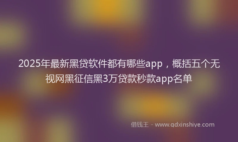2025年最新黑贷软件都有哪些app，概括五个无视网黑征信黑3万贷款秒款app名单