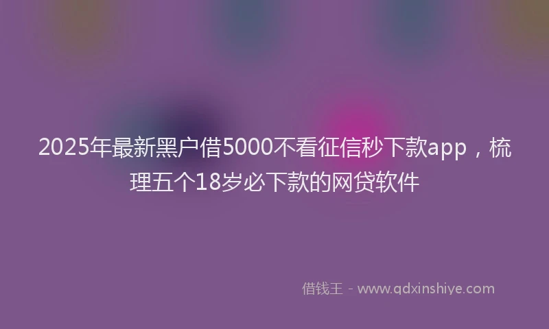 2025年最新黑户借5000不看征信秒下款app，梳理五个18岁必下款的网贷软件