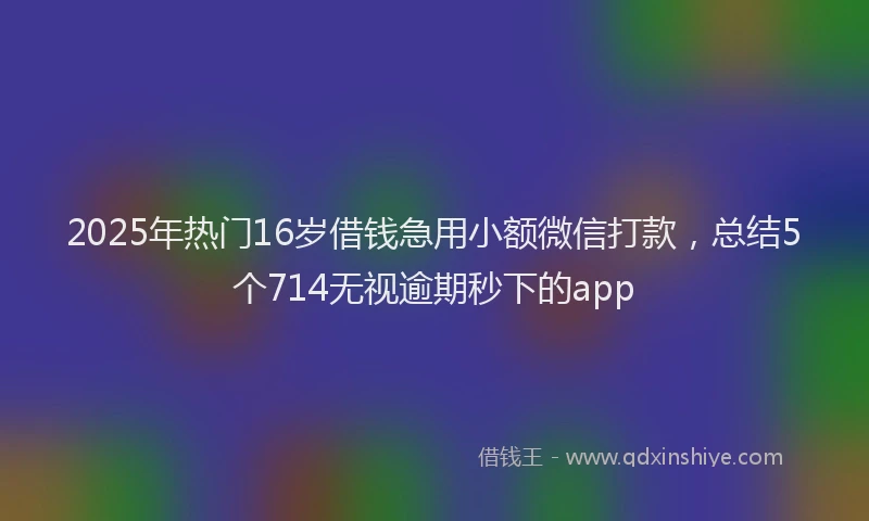 2025年热门16岁借钱急用小额微信打款，总结5个714无视逾期秒下的app