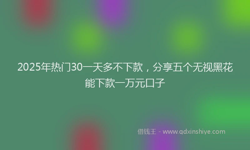 2025年热门30一天多不下款，分享五个无视黑花能下款一万元口子