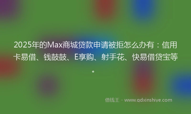 2025年的Max商城贷款申请被拒怎么办有：信用卡易借、钱鼓鼓、E享购、射手花、快易借贷宝等。