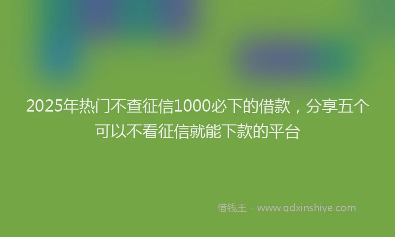 2025年热门不查征信1000必下的借款，分享五个可以不看征信就能下款的平台