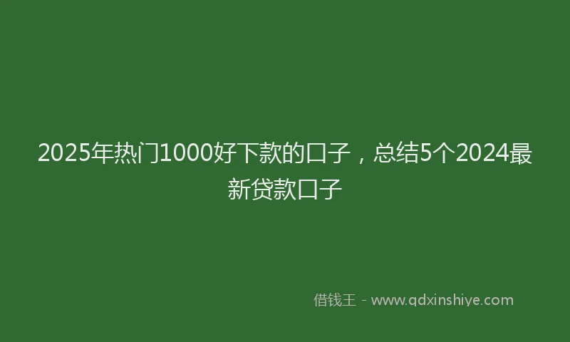 2025年热门1000好下款的口子，总结5个2024最新贷款口子