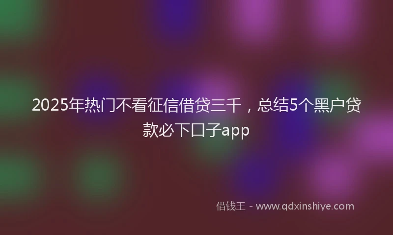 2025年热门不看征信借贷三千，总结5个黑户贷款必下口子app
