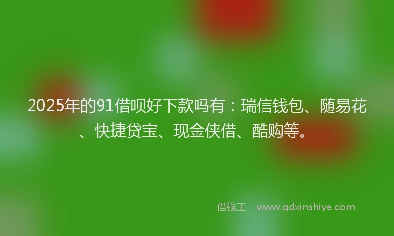 2025年的91借呗好下款吗有：瑞信钱包、随易花、快捷贷宝、现金侠借、酷购等。