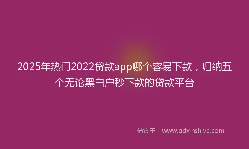 2025年热门2022贷款app哪个容易下款，归纳五个无论黑白户秒下款的贷款平台