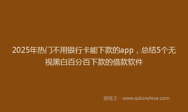 2025年热门不用银行卡能下款的app，总结5个无视黑白百分百下款的借款软件